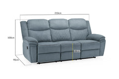 Myra Recliner Fabric 3 Seater Sofa - Grey