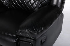 Myra Recliner Leather 3+1+1 Sofa - Black