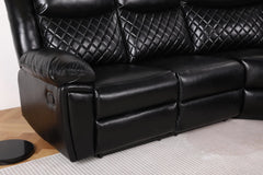 Myra Recliner Leather 3+1+1 Sofa - Black