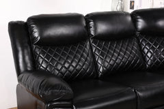 Myra Recliner Leather 3+1+1 Sofa - Black