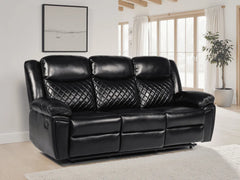 Myra Recliner Leather 3+1+1 Sofa - Black