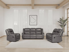 Myra Recliner Leather 3+2+1 Sofa - Grey