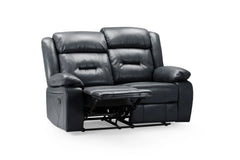Novie Recliner Leather 2 Seater Sofa - Black