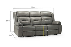 Novie Recliner 3 Seater Sofa - Grey