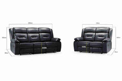 Novie Recliner 3+2+1 Sofa Set - Black