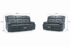Novie Recliner Fabric Sofa 3+1+1 Set - Grey