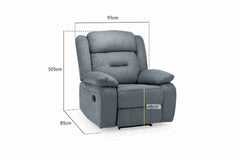 Novie Recliner Fabric Sofa 3+1+1 Set - Grey