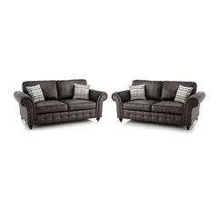Oakland Leather Sofa 3+2 Seater Grey
