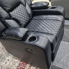 Orlando Electric Recliners Leather Arm Chair Black - LED LIGHTS/USB PORTS