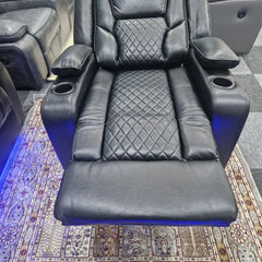 Orlando Electric Recliners Leather Arm Chair Black - LED LIGHTS/USB PORTS