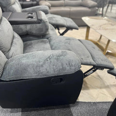 Rio Cord Fabric Recliner 3+2 Seater Sofa Grey