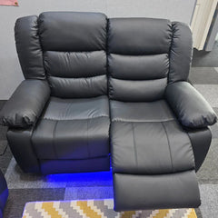 Roma Leather Electric Recliner Sofa With Cupholders - 3+2 Seater Sofa Black
