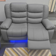 Roma Leather Electric Recliner Sofa With Cupholders - 3+2 Seater Sofa Grey