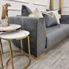 Milan Nest of 2 Tall Gold End Tables with Polar White Sintered Stone Tops