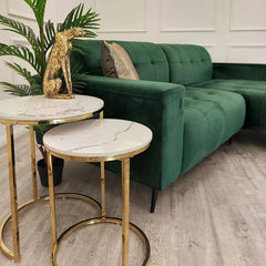 Milan Nest of 2 Tall Gold End Tables with Polar White Sintered Stone Tops
