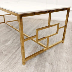 Paris Gold White Stone Top Coffee Table