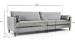 Whittaker Plush 4 Seater Sofa - Grey