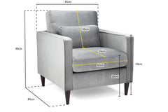 Whittaker Plush Armchair Sofa - Grey