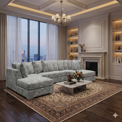 Bishop Scatterback Sofa Platinum U Shape Corner