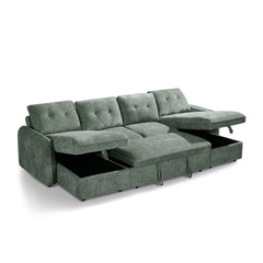 Moscow U Shaped Storage Sofa Bed - Olive