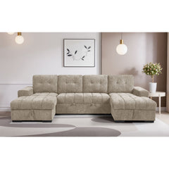 Palermo U Shape Storage Sofa Bed - Beige