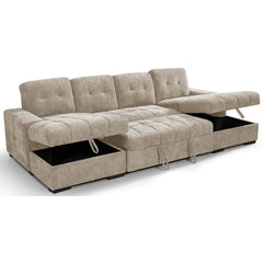 Palermo U Shape Storage Sofa Bed - Beige