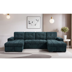 Palermo U Shape Storage Sofa Bed - Blue
