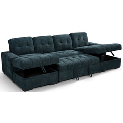 Palermo U Shape Storage Sofa Bed - Blue